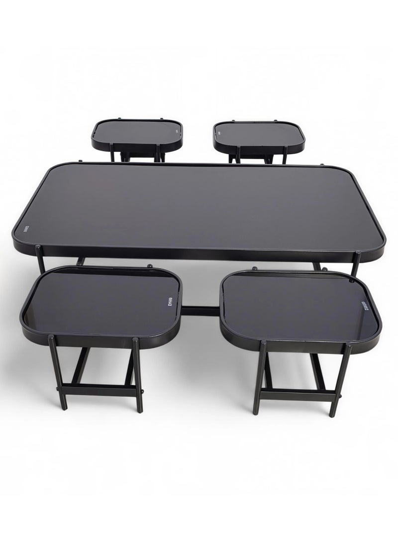 Concent 5-piece Dorn service table set, with glass top transparent - Image 1